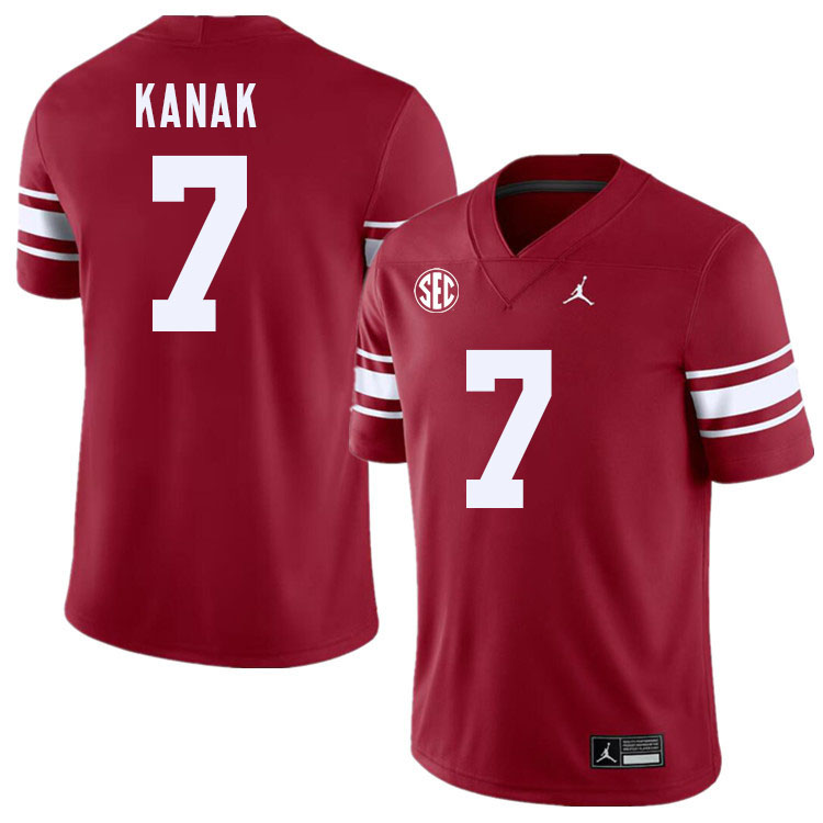 #7 Jaren Kanak Oklahoma Sooners 2024 SEC Conference College Football Jerseys-Throwback